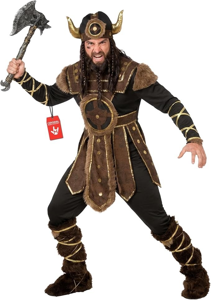 Men`s Viking Warrior Costume + Helmet Nordic Barbarian Warrior Outfit Halloween Men`s Viking Warrior Costume + Helmet Nordic Barbarian Warrior Outfit Halloween