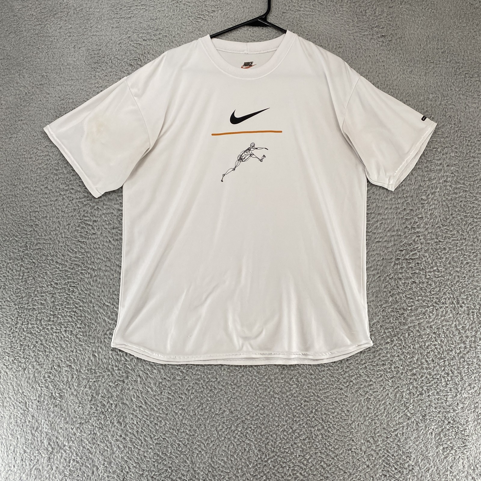 Vintage Nike Shirt Mens XL White Runner Made in USA 90s Running Man White