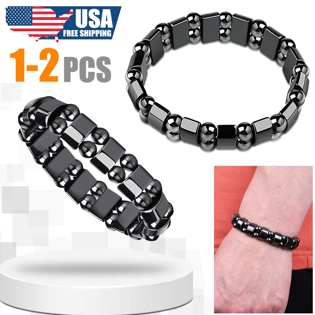 1-2x Hematite Magnetic Bracelets for Men and Women Hematite Magnetic Stone Beads
