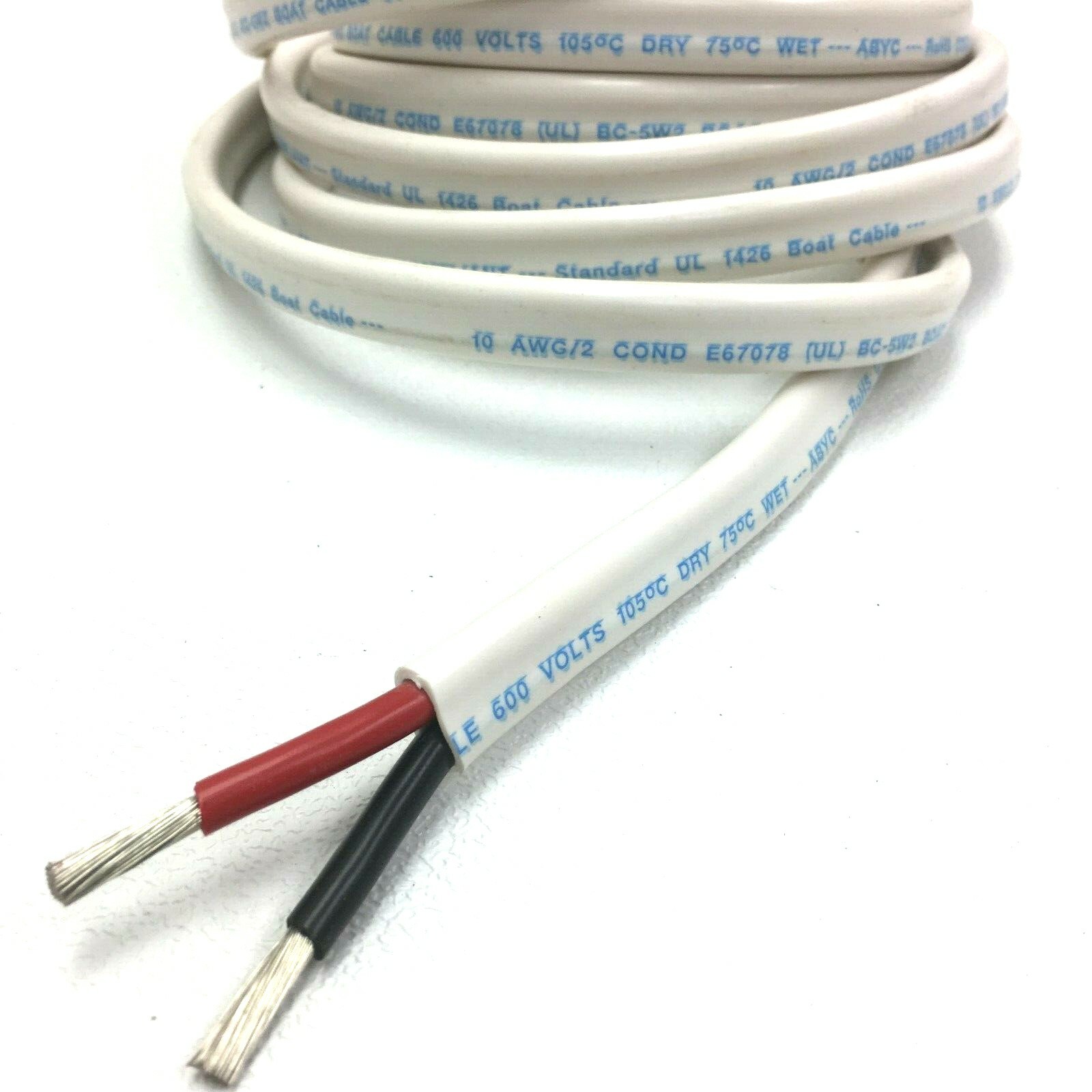 10/2 AWG Gauge Marine Grade Wire Boat Cable Tinned Copper, Flat Black/Red 10/2 AWG Gauge Marine Grade Wire Boat Cable Tinned Copper, Flat Black/Red