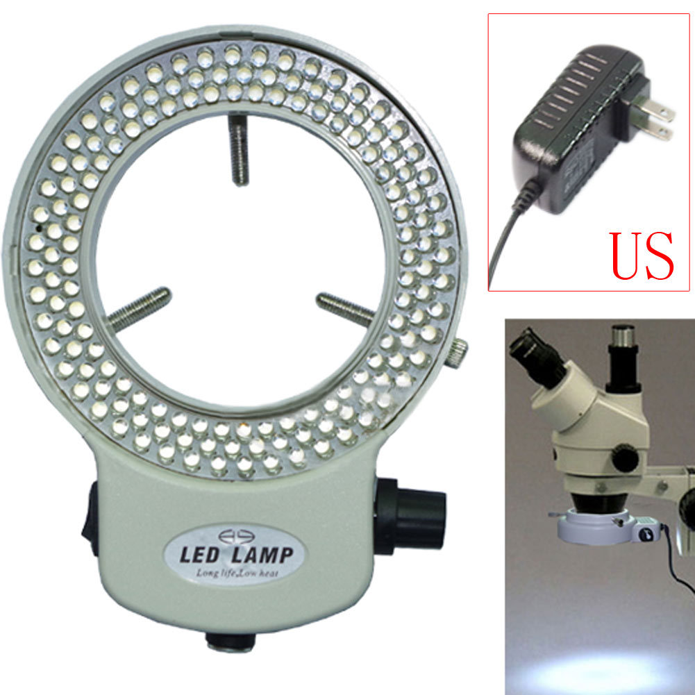 Adjustable 144 LED Bulbs Microscope Ring Light Illuminator Lamp US Plug #SH