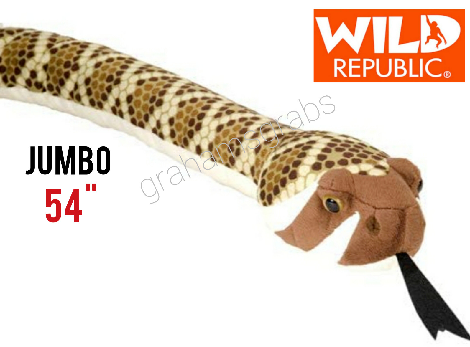 WILD REPUBLIC WESTERN DIAMONDBACK RATTLESNAKE PLUSH SNAKE STUFFED ANIMAL 54\