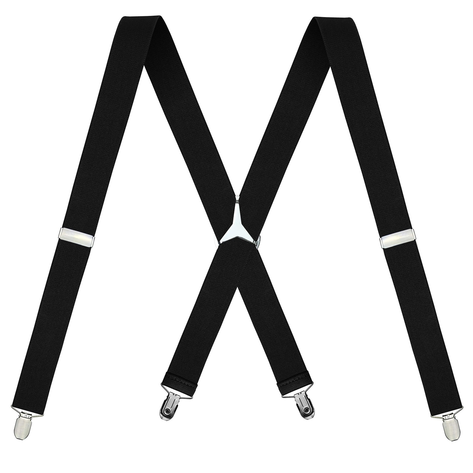 Moulen Men's X-Back 1.4 Inches Wide 4-Clips Adjustable Large, Black Moulen Men's X-Back 1.4 Inches Wide 4-Clips Adjustable Large, Black