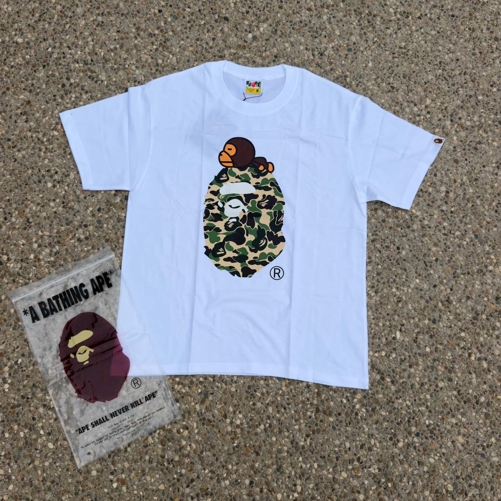 A Bathing Ape BAPE Baby Milo ABC Camo Ape Head White Y2K Streetwear T-Shirt