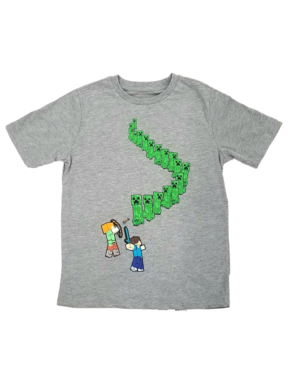 Minecraft Boys Gray Creeper Tee Shirt Video Gamer T-Shirt Minecraft Boys Gray Creeper Tee Shirt Video Gamer T-Shirt
