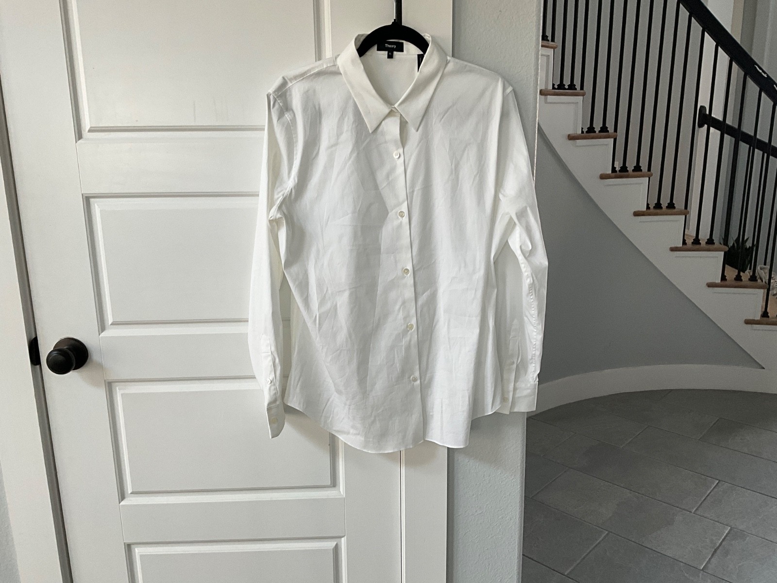 NWT Theory Boyfriend Button Down Shirt Womens XL White Office Career Oversized NWT Theory Boyfriend Button Down Shirt Womens XL White Office Career Oversized