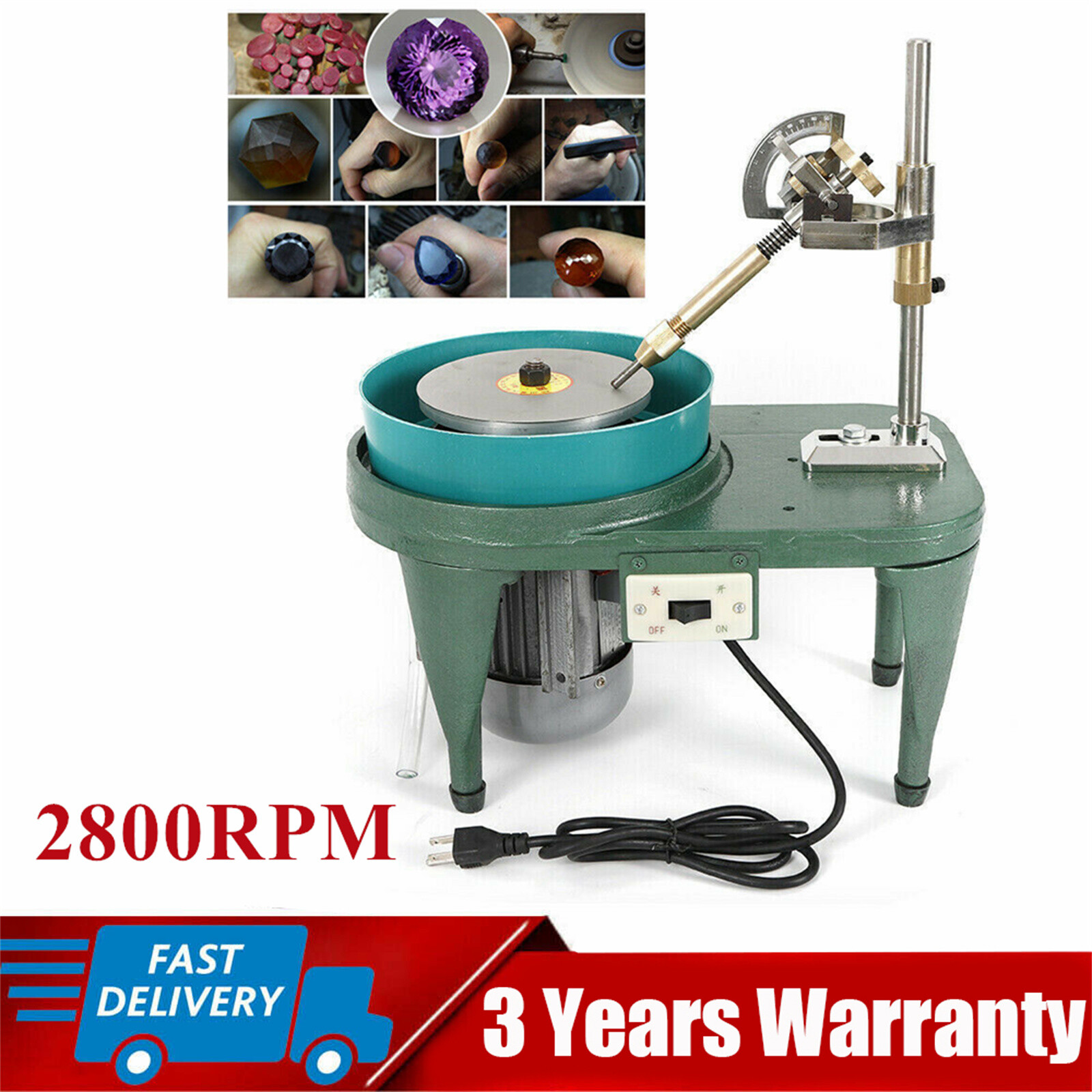 Gem Faceting Machine 2800RPM Gemstone Grinding Jewelry Lapidary Cutting Polisher