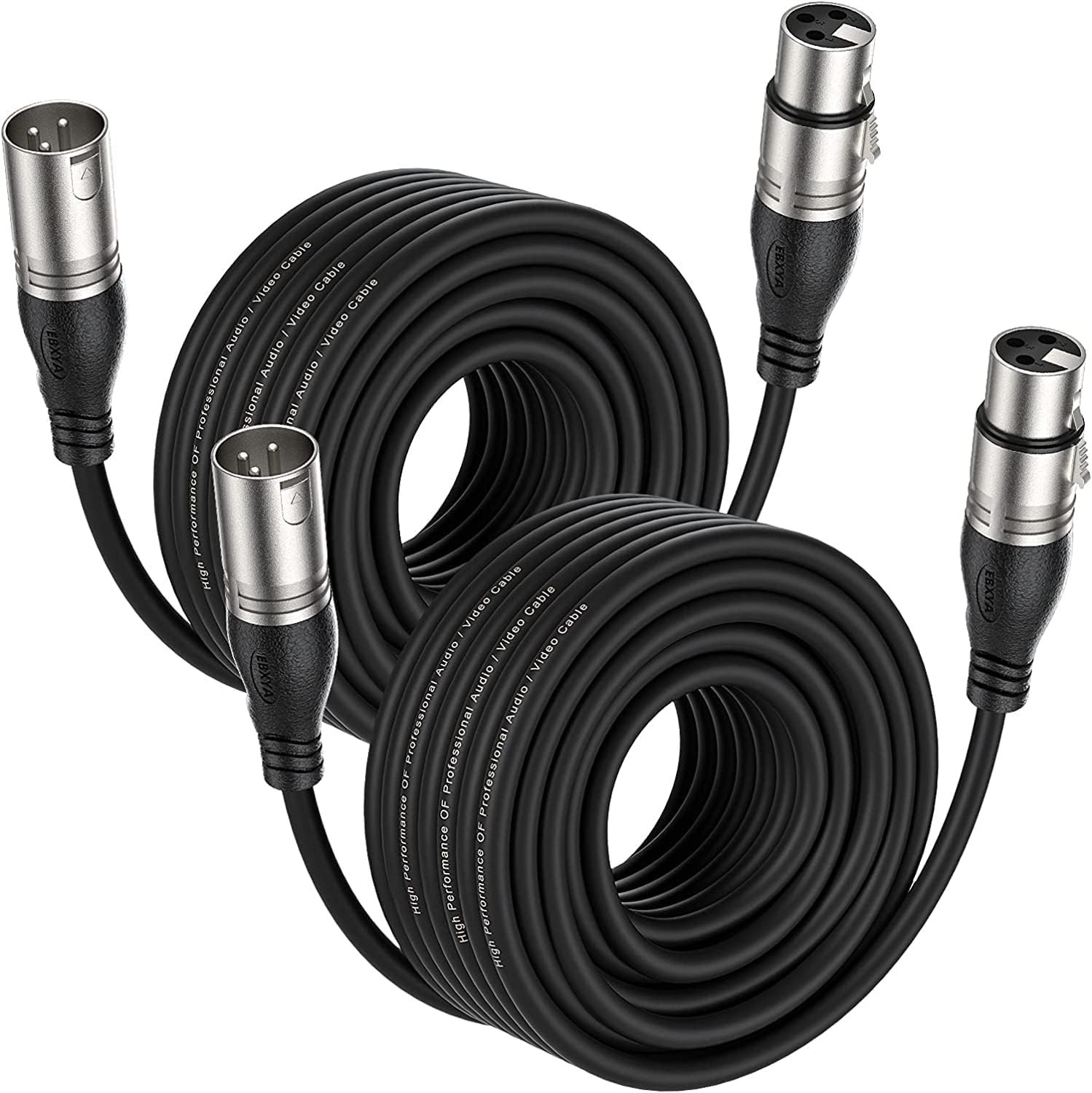 Professional 50ft 2-Pack XLR Male to Female Cable for Superior Sound Quality