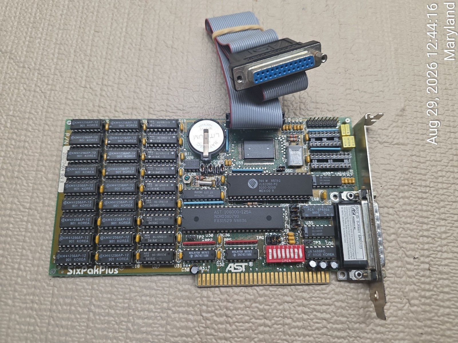 Vintage AST Research SPK-MICA-064 ISA Controller Card Board w/ Ribbon Cable Vintage AST Research SPK-MICA-064 ISA Controller Card Board w/ Ribbon Cable