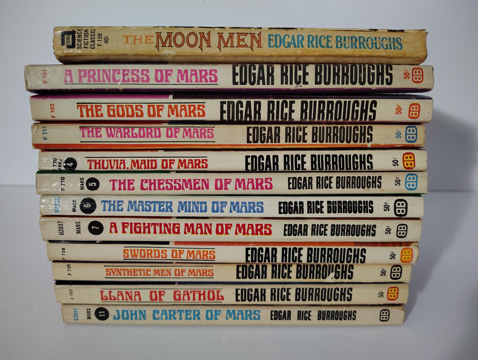 Edgar Rice Burroughs Paperback Books Mars #1-11 and The Moon Men Lot of 12 Edgar Rice Burroughs Paperback Books Mars #1-11 and The Moon Men Lot of 12