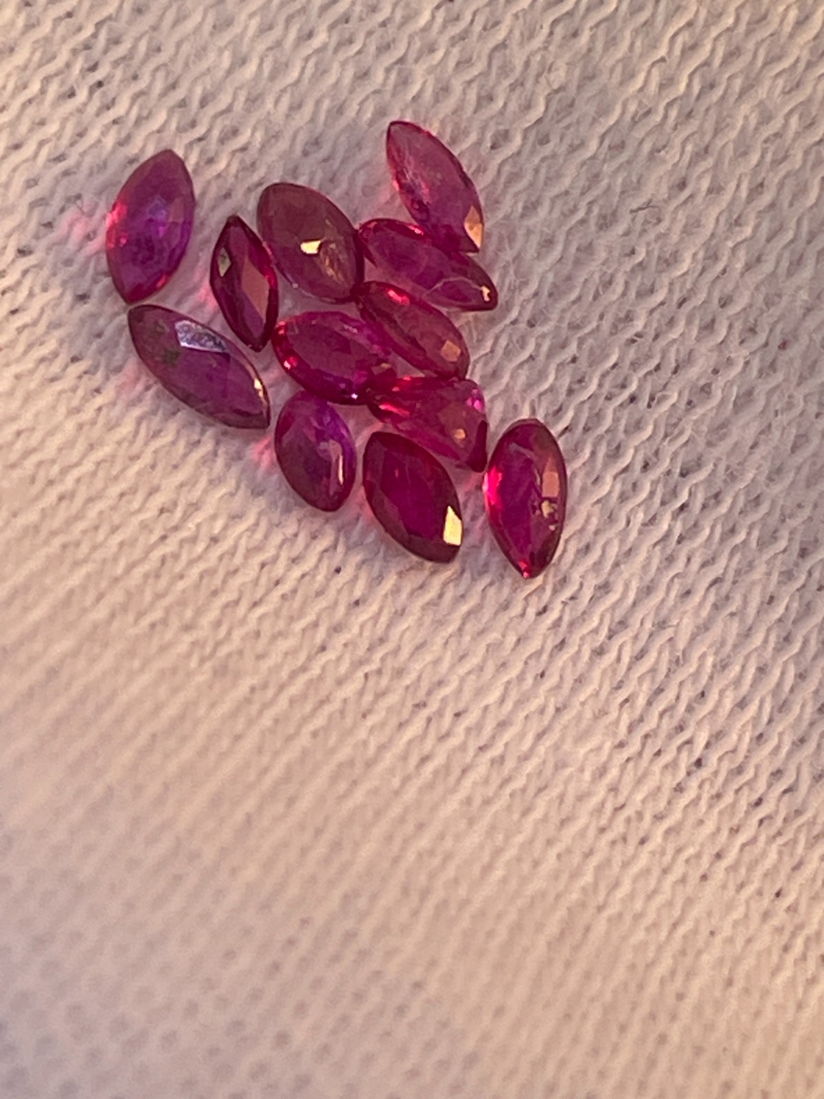 Rare Loose Lot (12) Marquise Cut Deep Red Natural Ruby Gemstones .58ctw