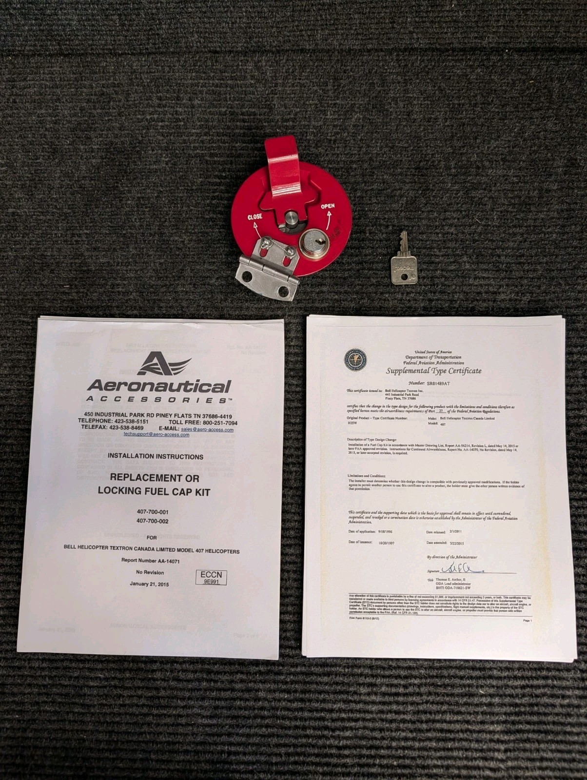 Bell 407 Replacement Locking Fuel Cap (Aeronautical Accessories)