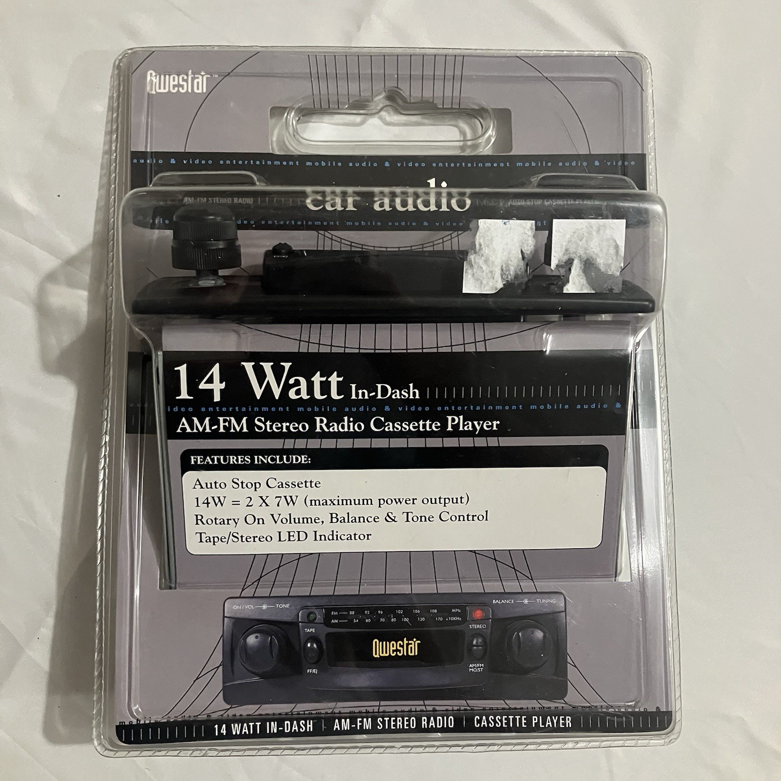 Vtg 90's QWESTAR AM FM Stereo Radio 14 Watt In-Dash Cassette player QK-06563 NOS Vtg 90's QWESTAR AM FM Stereo Radio 14 Watt In-Dash Cassette player QK-06563 NOS