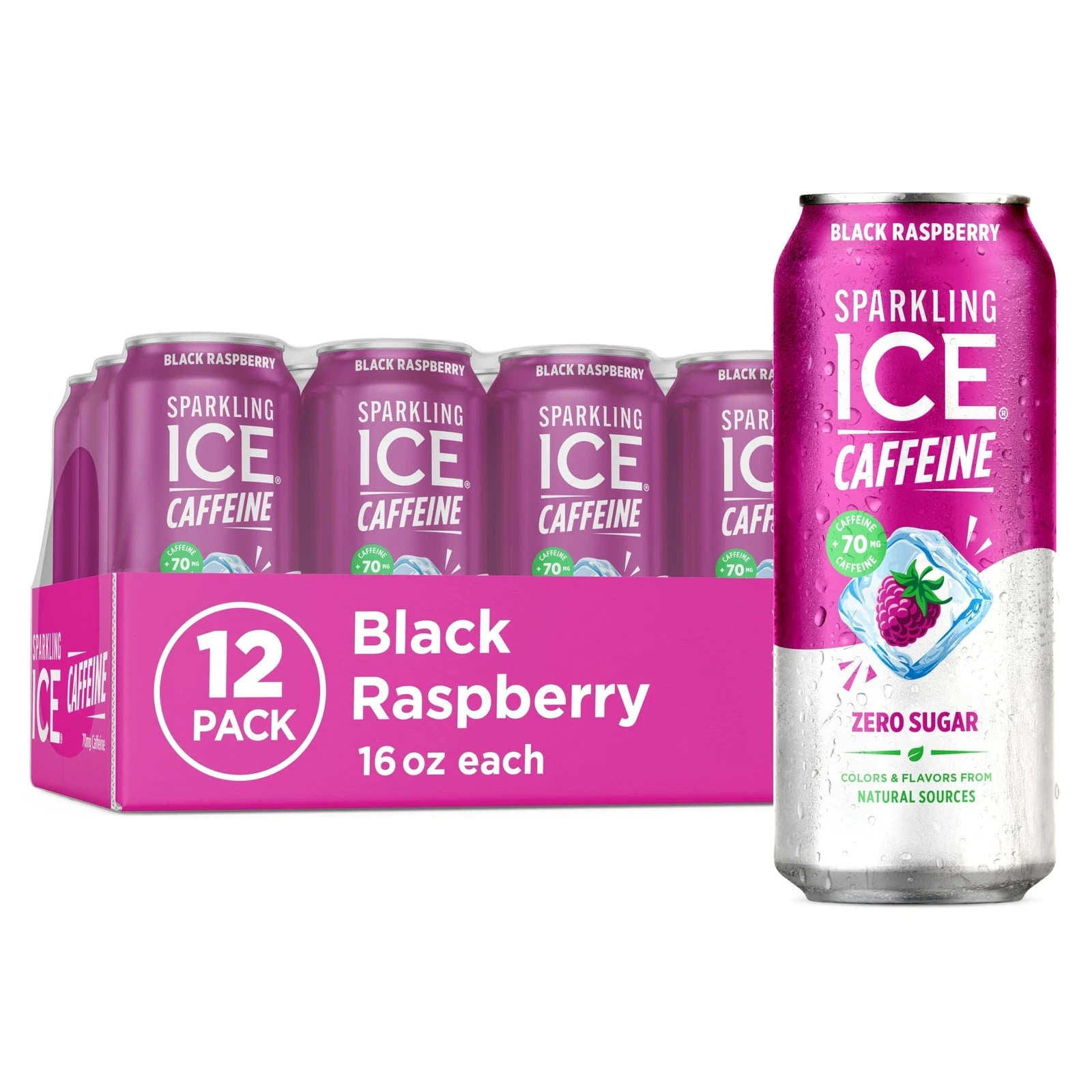 Sparkling Ice Caffeine Black Raspberry 16 Fl Oz (Pack of 12),