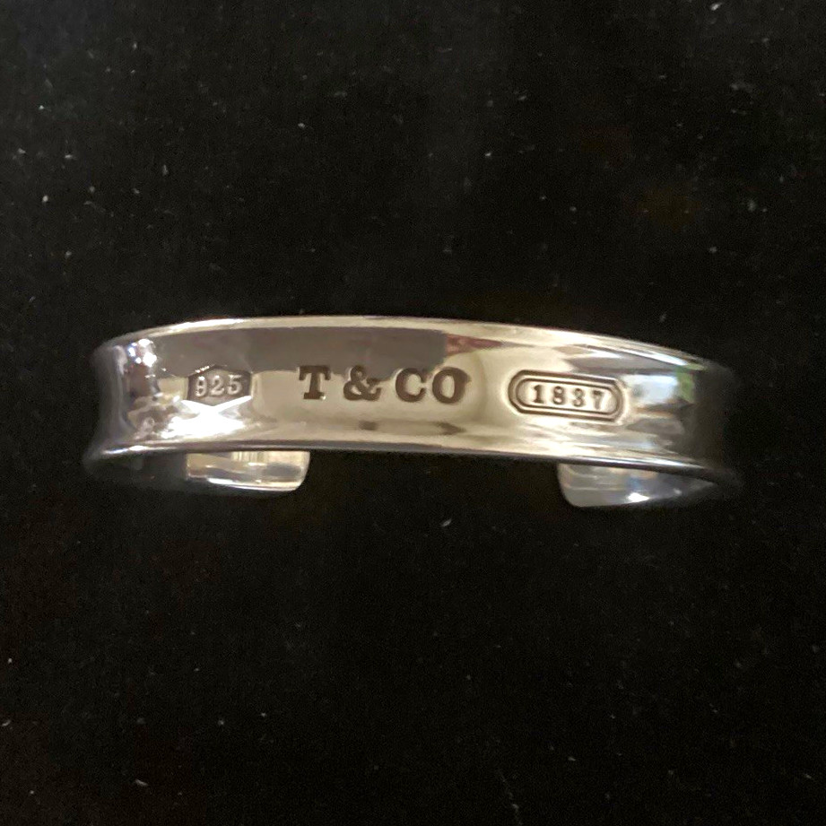 Tiffany & Co. 1837 Engraved Signed Sterling Silver 925 Cuff Bracelet