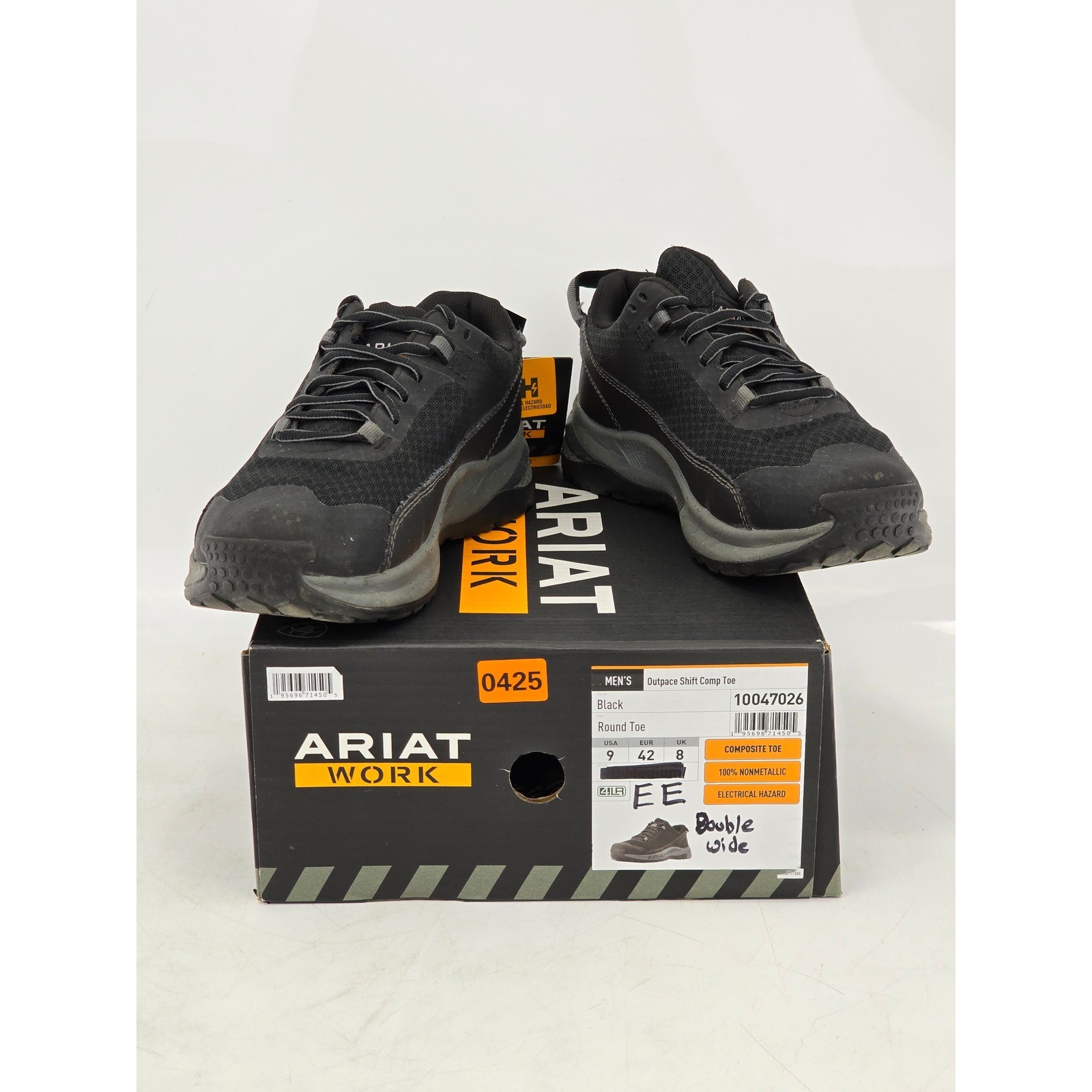 Ariat Outpace Shift Comp Toe Mens 9 EE Black Work Shoes 10047026 - Excellent