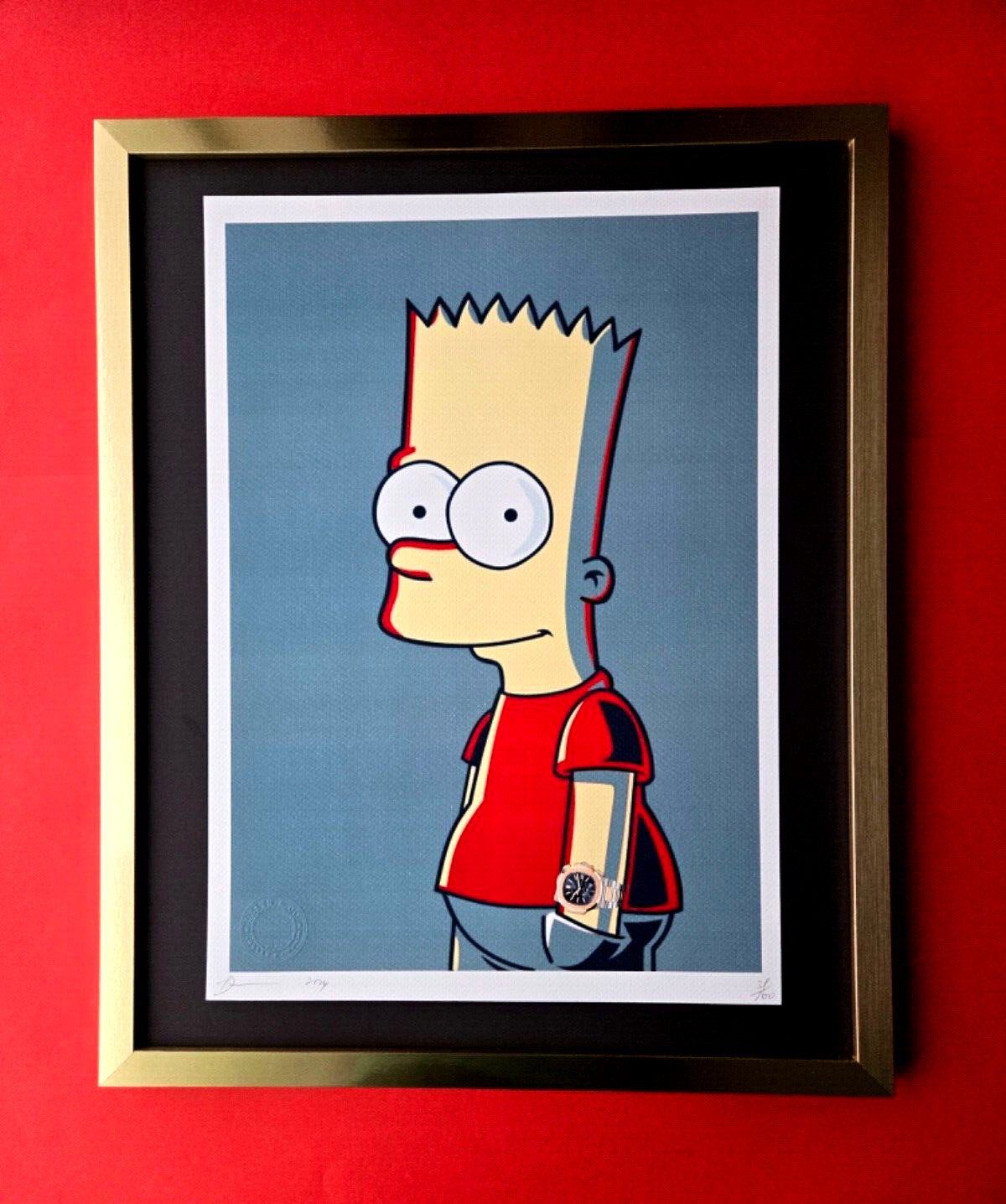 🔥 DeathNYC Large Framed 16x20in Pop Art Hand Signed BART SIMPSON COA $ 