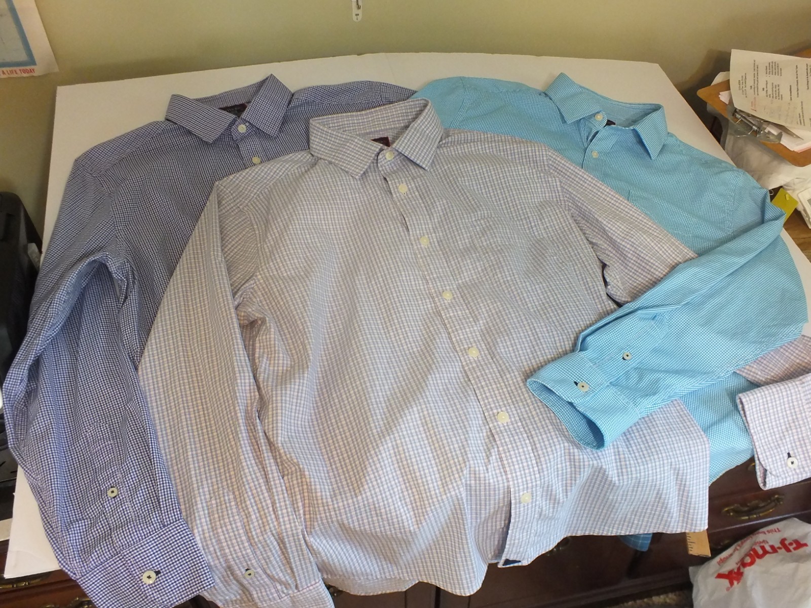 3 UNTUCKit Shirts Large Gingham Plaid Ducale Dalton Domani Long Sleeve Slim Fit