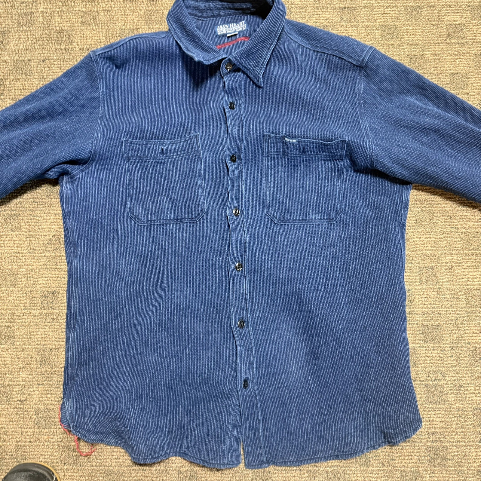 Iron Heart IHSH-96-IND Waffle Work Shirt Indigo Made in Japan
