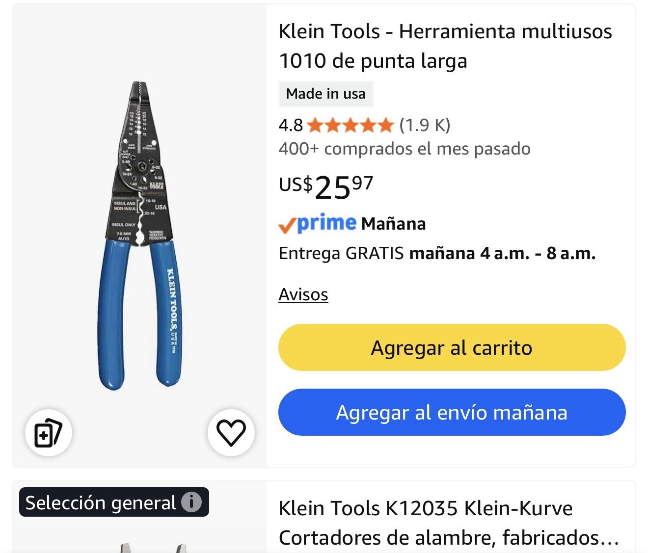 Klein Tools - Herramienta multiusos 1010 de punta larga