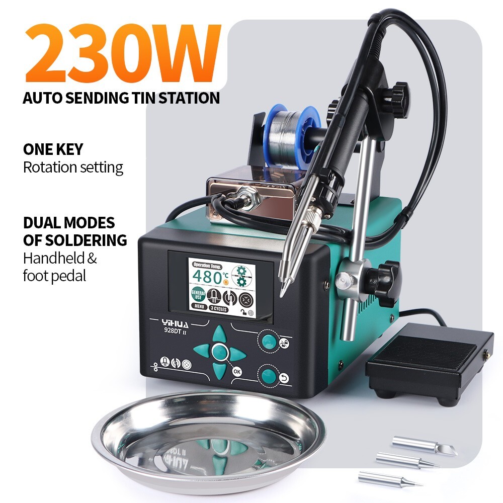 YIHUA 928DT-II 230W Auto Sending Tin Soldering Iron Station Digital Solder Tool