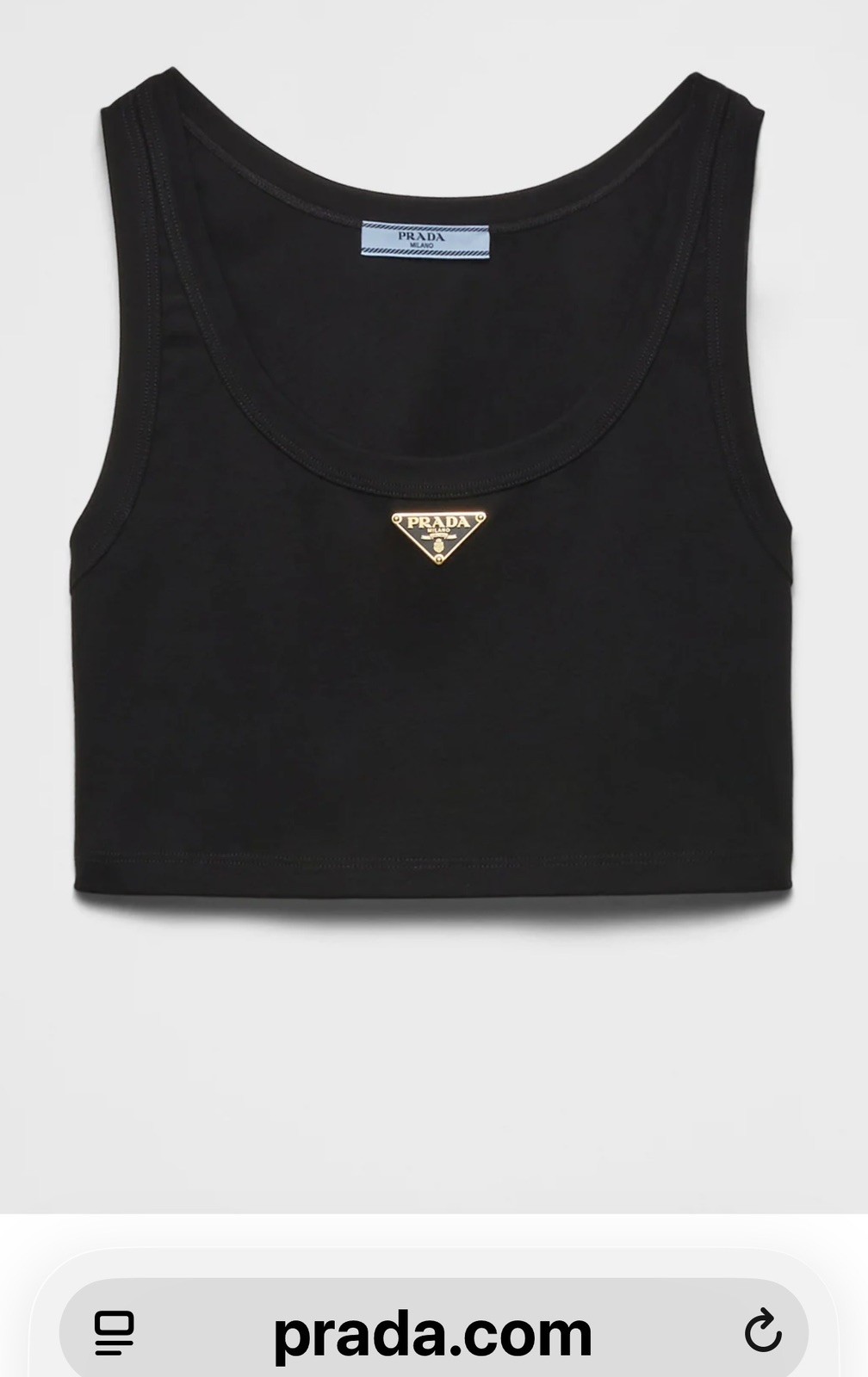 Authentic Prada Women’s Black Cropped Tank Top Triangle Logo IT 44 US M 8 NWT