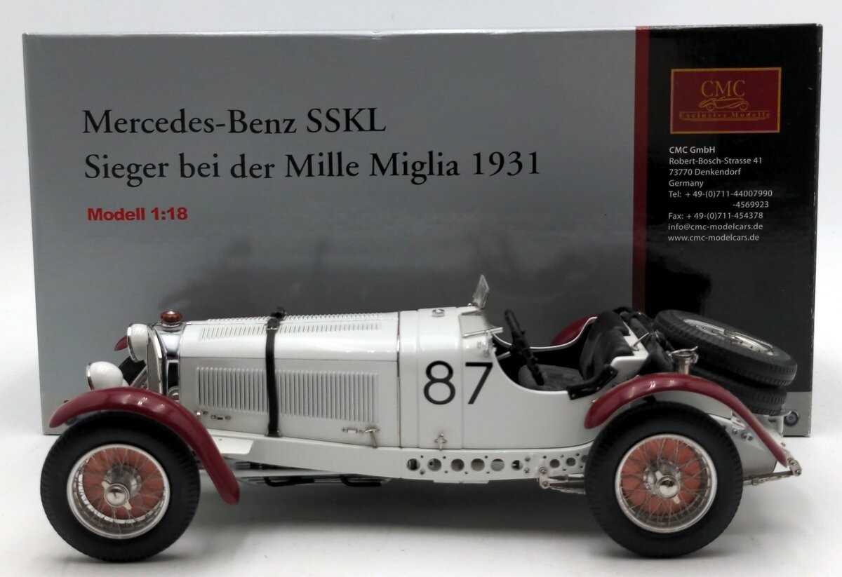 CMC M055 1:18 1931 Mercedes Benz SSKL Sieger Bei Der Miller Miglia Diecast Model