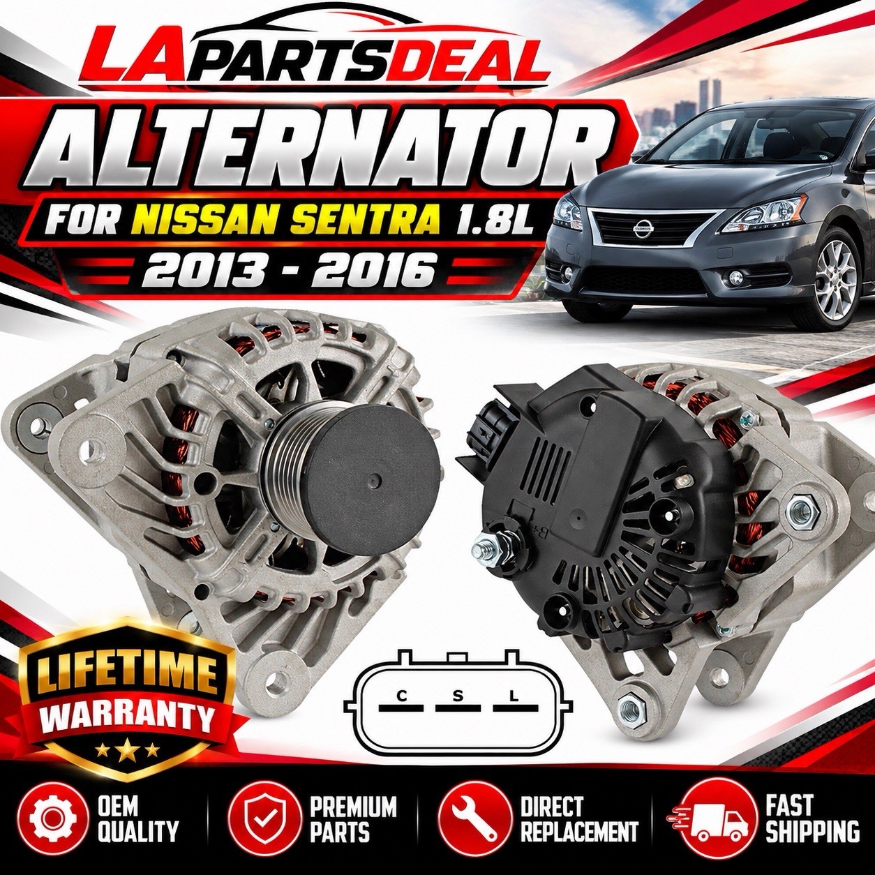 Alternator For 1.8L 1.8 Nissan Sentra 13 14 15 16 2013 2014 2015 2016 11673