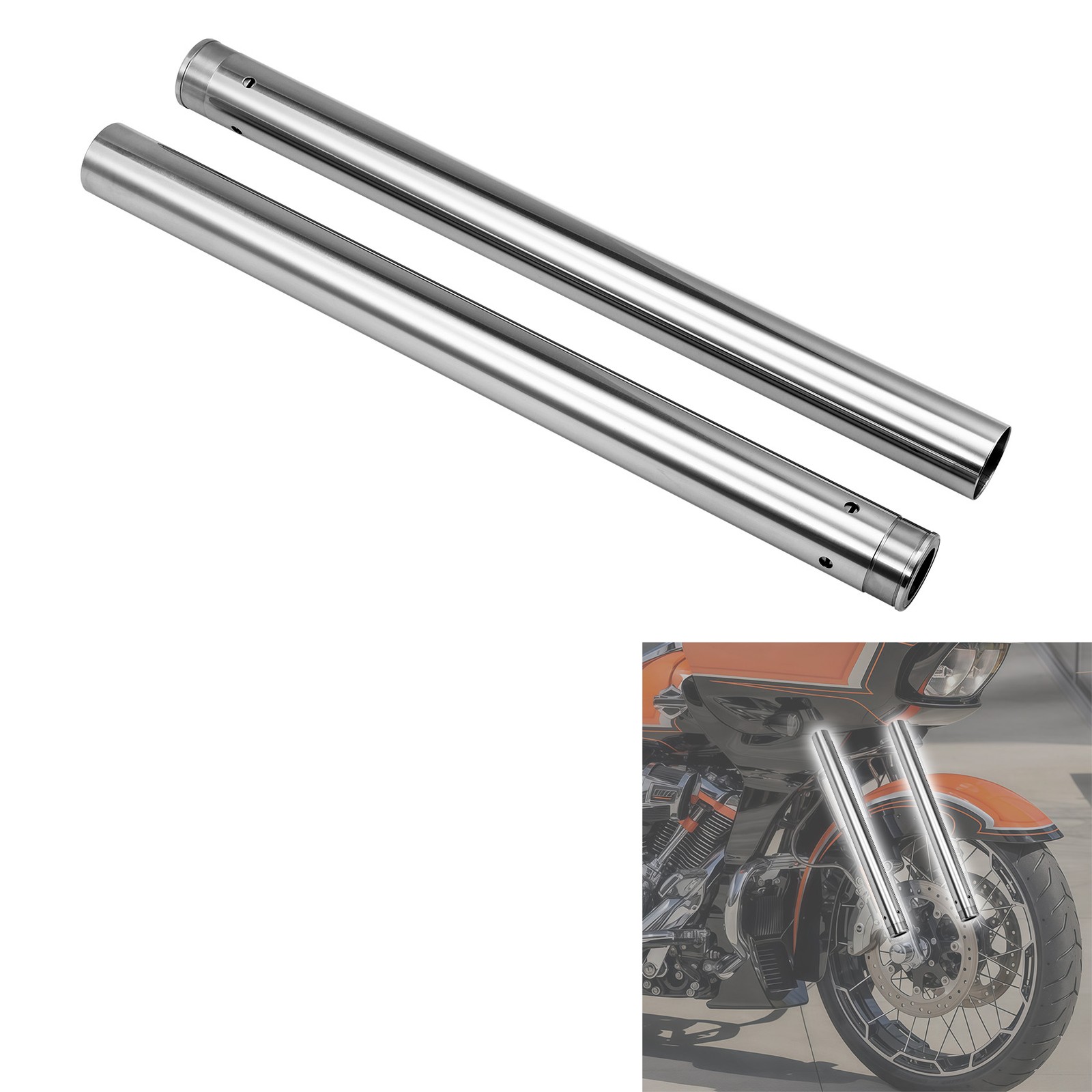 Chrome 49mm Fork Tubes Fit for Harley Touring Street Road Glide 2014-2022 2020 Chrome 49mm Fork Tubes Fit for Harley Touring Street Road Glide 2014-2022 2020