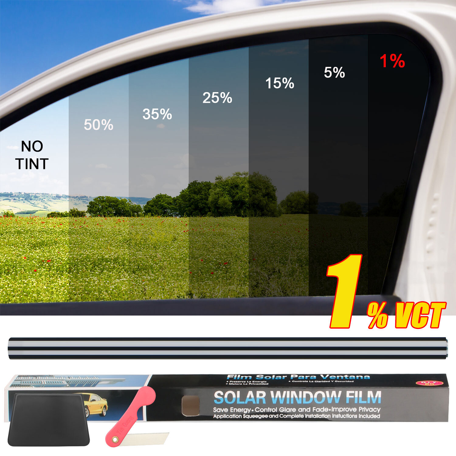 1-50% VLT Car Window Tint Film Roll for Car Home & Office - 20 1-50% VLT Car Window Tint Film Roll for Car Home & Office - 20