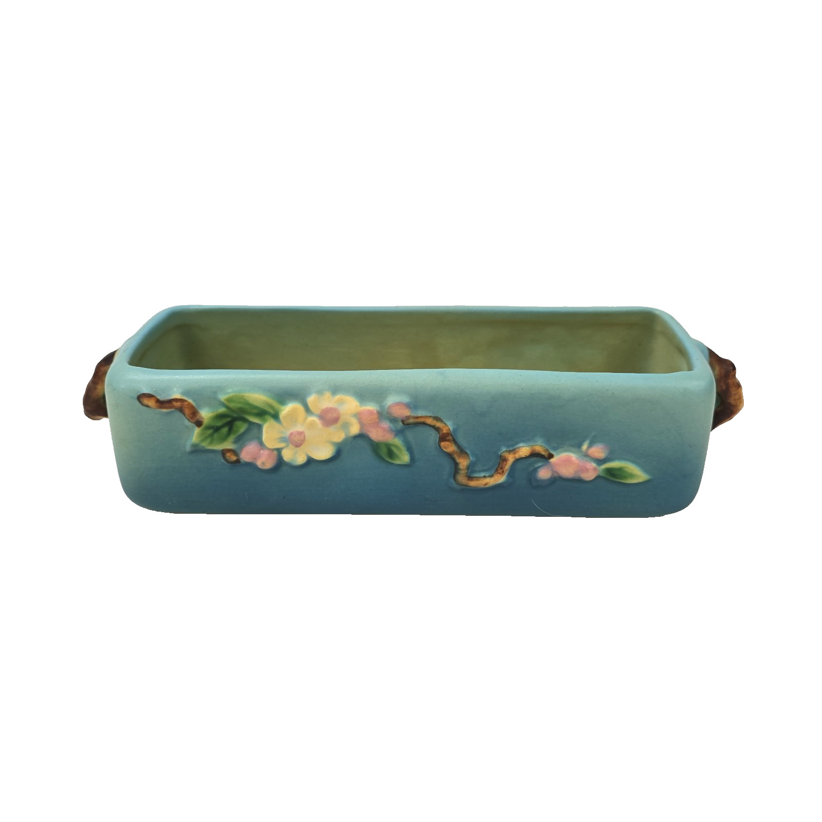 Vintage Roseville Pottery Jardinere Planter Apple Blossom Blue 368-8 Window Box