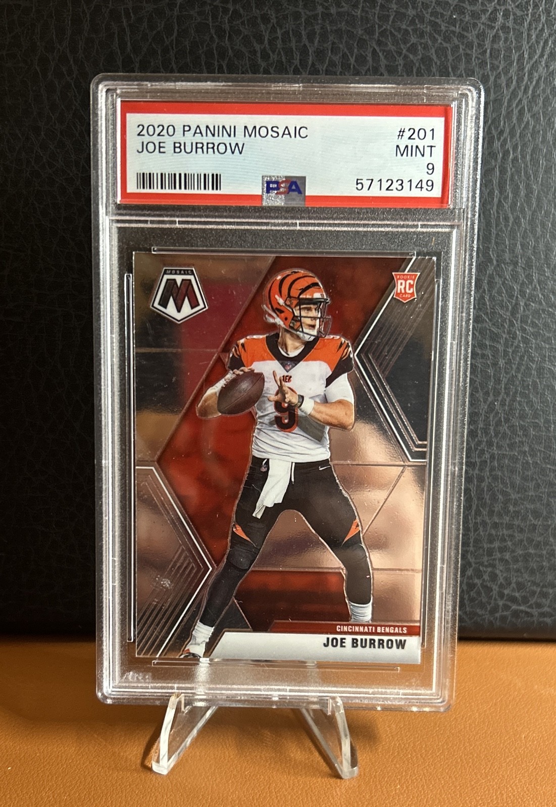 2020 Panini Mosaic - Joe Burrow #201 Rookie Card Bengals (RC) PSA 9 MINT