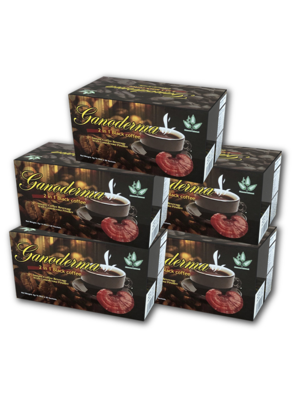 Ganoderma Coffee 2-1 Classic Black Healthy Coffee - 5 Boxes (100 pks)