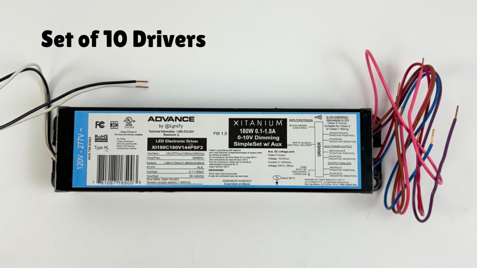 Signify Advance Xitanium 180W LED Driver 0-10V Dimming SimpleSet Set of 10pcs