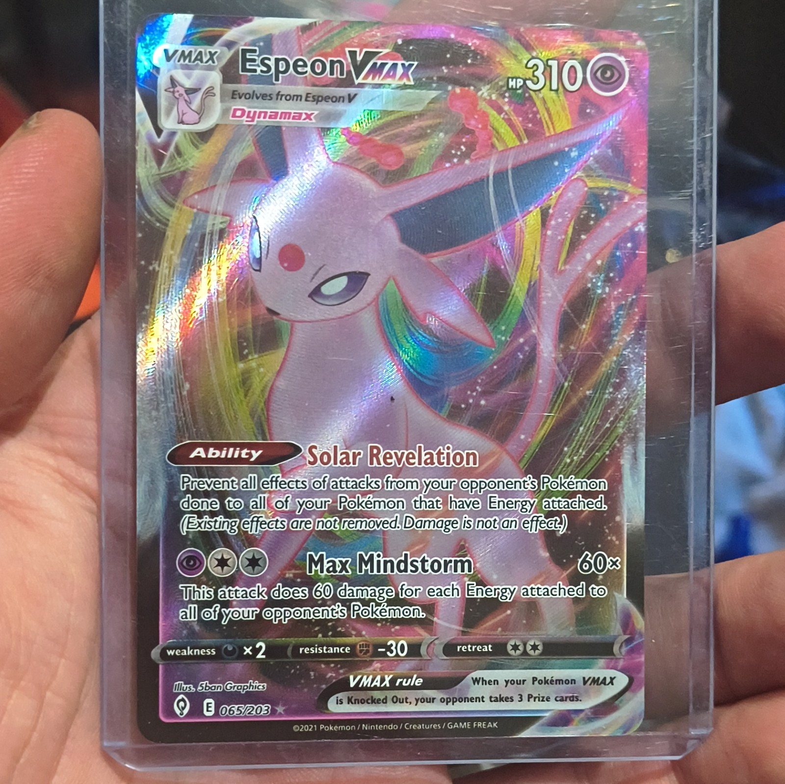 Espeon VMAX SWSH07 Evolving Skies 065/203 Ultra Rare Holo Full Art Espeon VMAX SWSH07 Evolving Skies 065/203 Ultra Rare Holo Full Art
