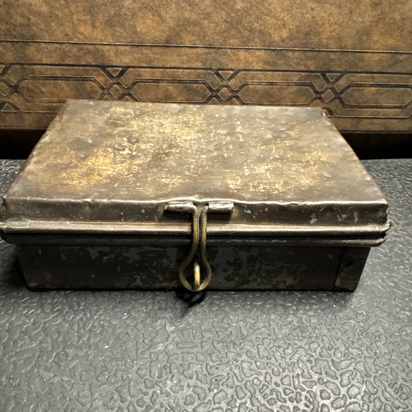 Antique Hand Hammered Iron Cash Box 8x6 Deed Box Vintage Blacksmith Strongbox Antique Hand Hammered Iron Cash Box 8x6 Deed Box Vintage Blacksmith Strongbox
