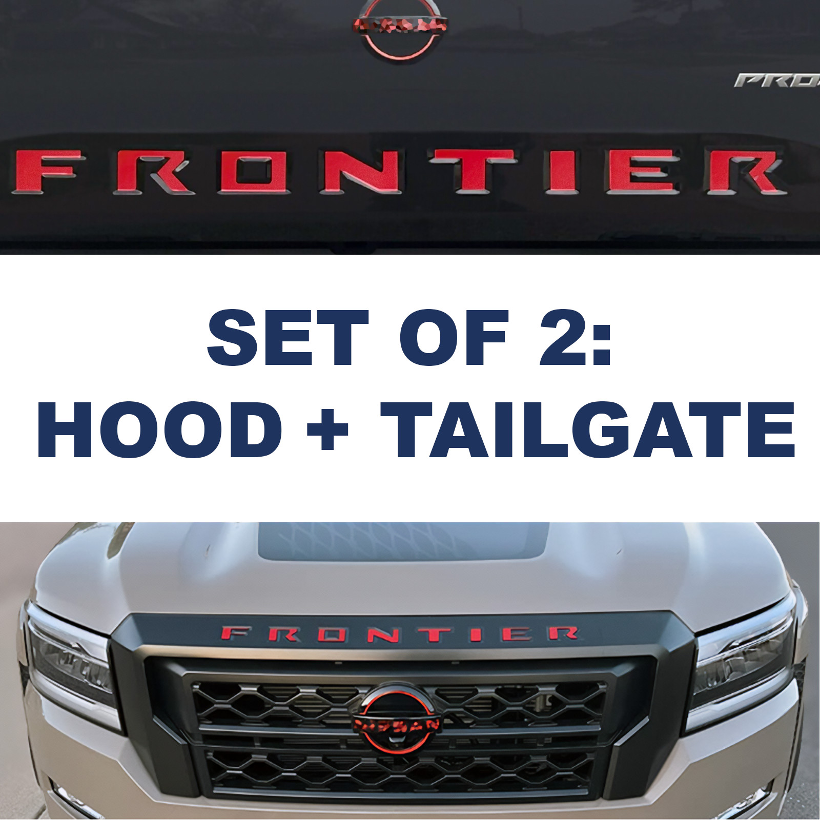 VINYL SET OF 2: TAILGATE + HOOD Gloss Red Letters 2022 2023 2024 2025 Frontier VINYL SET OF 2: TAILGATE + HOOD Gloss Red Letters 2022 2023 2024 2025 Frontier