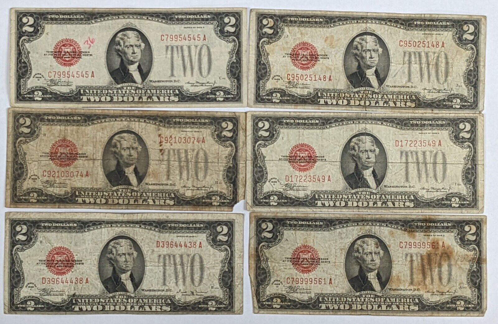 ✯1928 $2 Red Seal Bill Jefferson Dollars ☆Rare Certificate Two Old Note Money✯ ✯1928 $2 Red Seal Bill Jefferson Dollars ☆Rare Certificate Two Old Note Money✯
