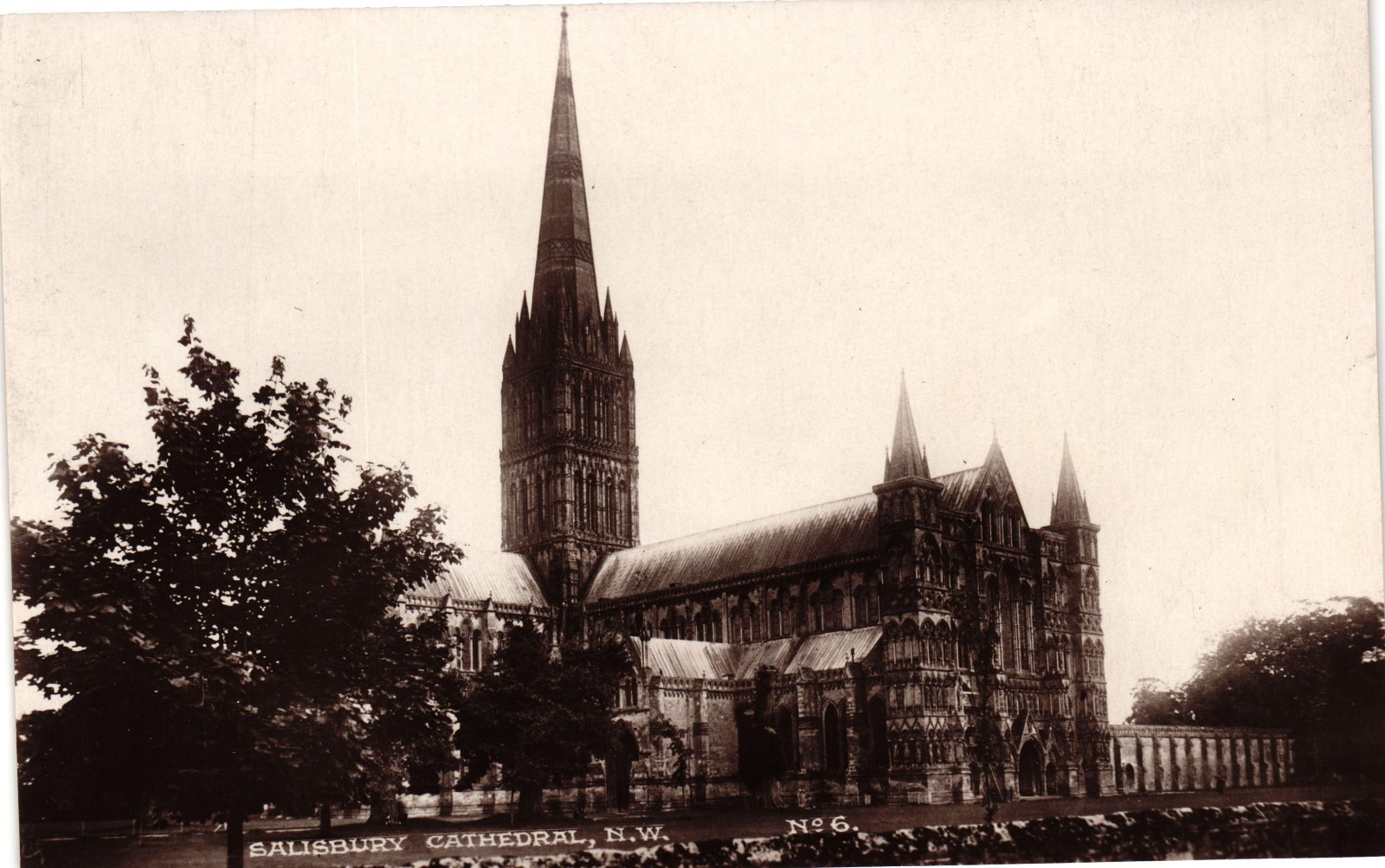 Vintage Salisbury Cathedral England Real Photo Postcard W&K British Unused Vintage Salisbury Cathedral England Real Photo Postcard W&K British Unused