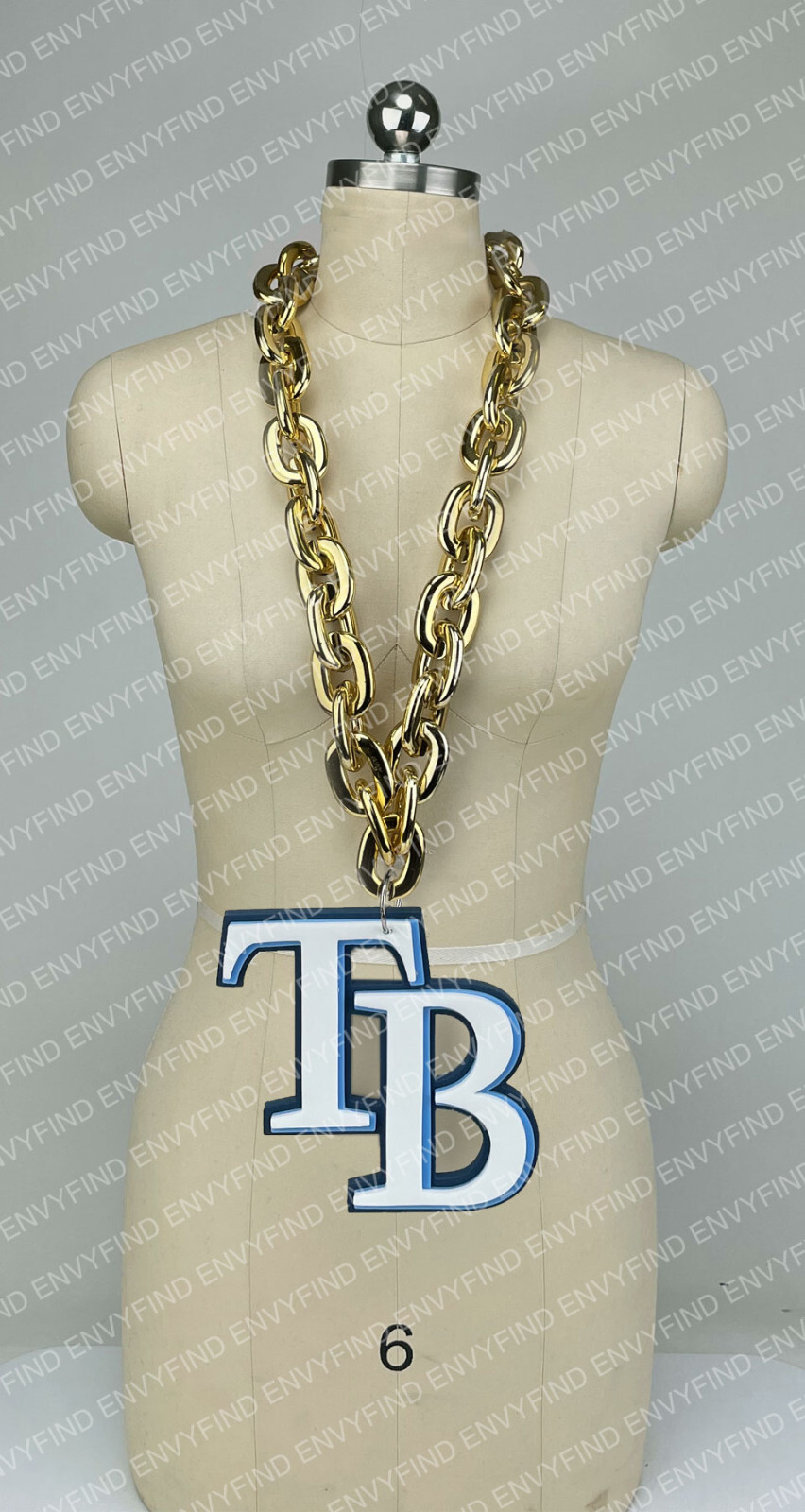 New MLB TAMPA BAY RAYS GOLD Jumbo Big Fan Chain Necklace Foam MI USA New MLB TAMPA BAY RAYS GOLD Jumbo Big Fan Chain Necklace Foam MI USA