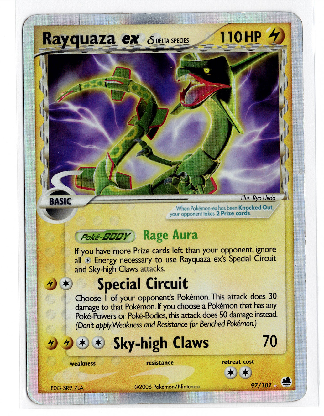 2006 Pokemon EX Dragon Frontiers Rayquaza ex (Delta Species) Holo Foil #97