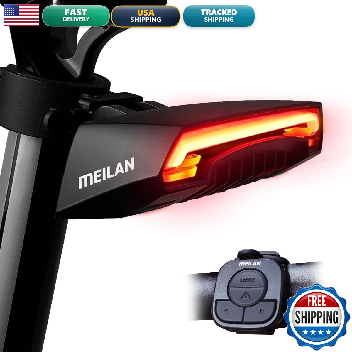 MEILAN X5 Smart Bike Tail Light USB Rechargeable Turning Signals w/ Wireless