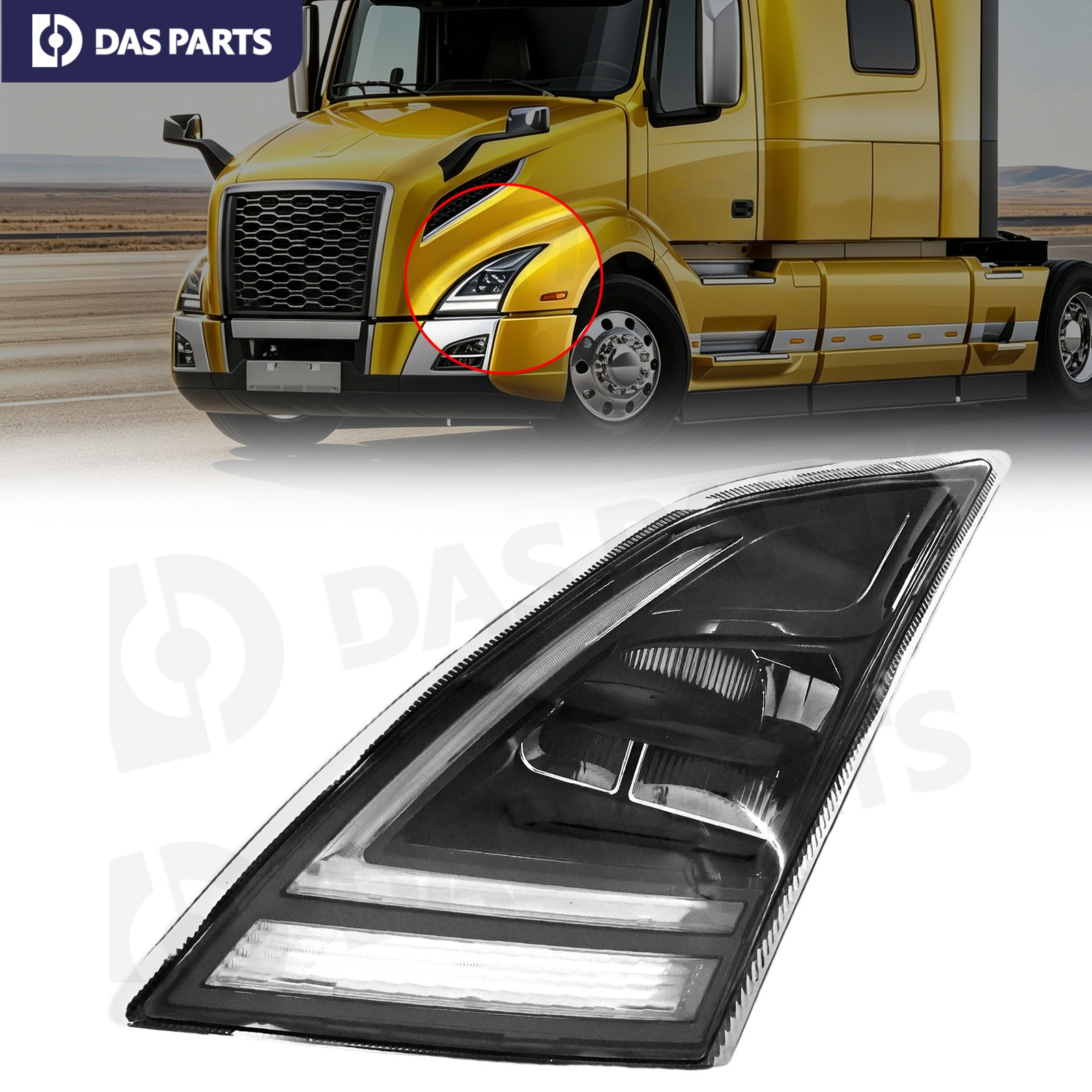 Left Full LED Headlight Headlamp Assembly LH For 2018-2024 Volvo VNL VNR Truck