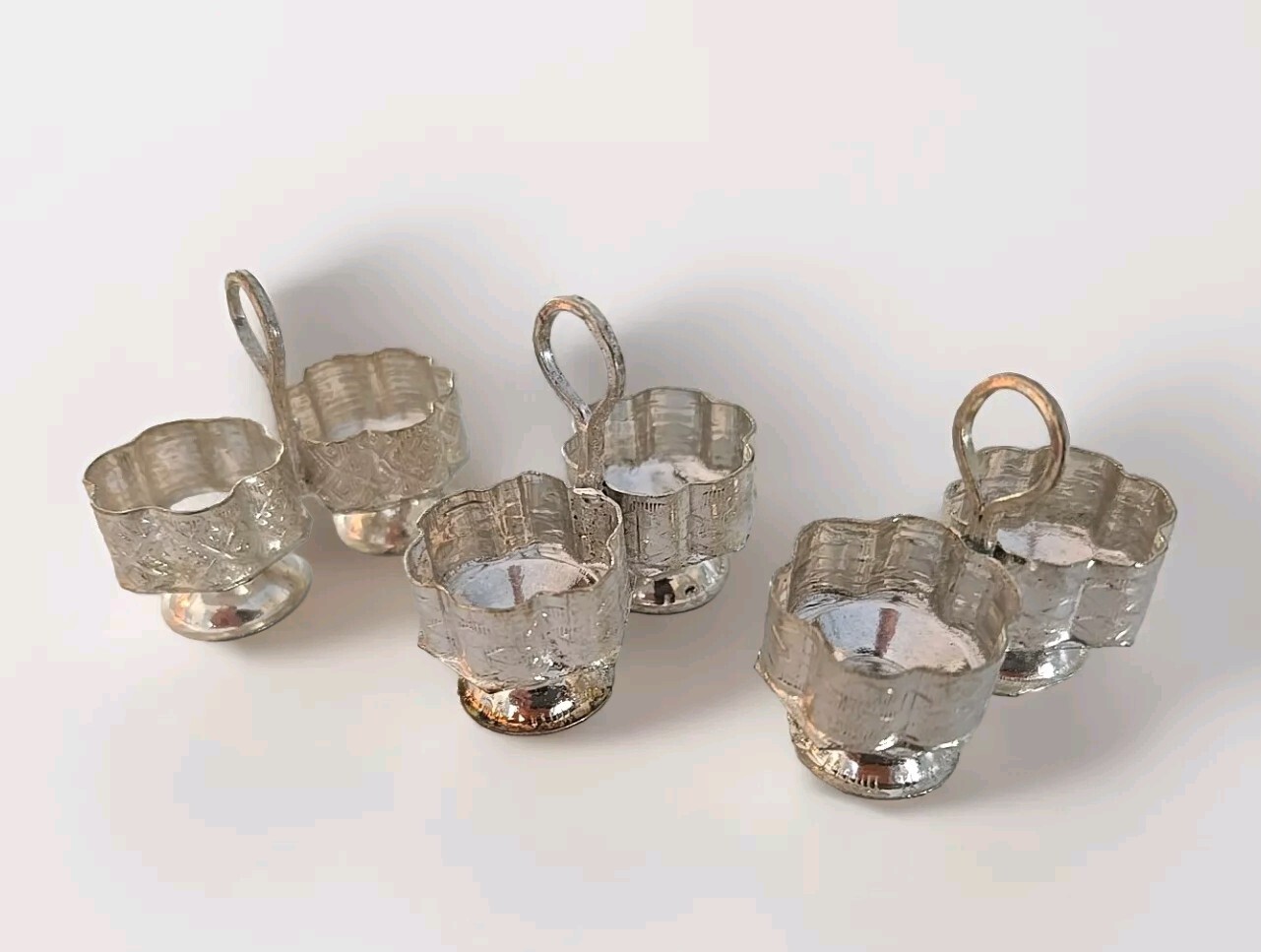 3 X Shubhkart Silver Plated Haldi Kumkum Holder Set for Puja, Home, Office Decor