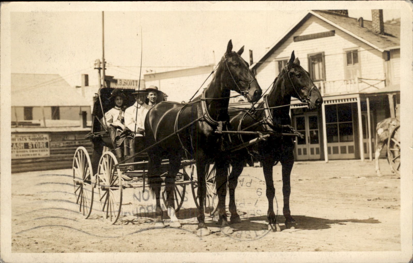 Yellowstone National Park Horse Wagon Cash Store Sign c1907 RPPC bhn