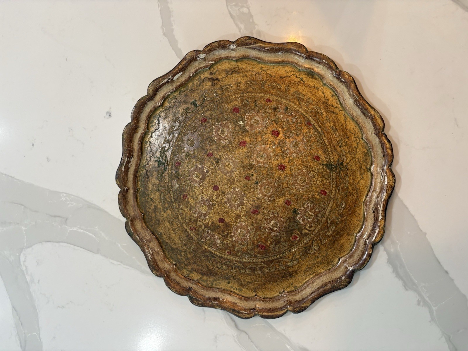 Vintage Italian Florentine Wooden Tray Vintage Italian Florentine Wooden Tray