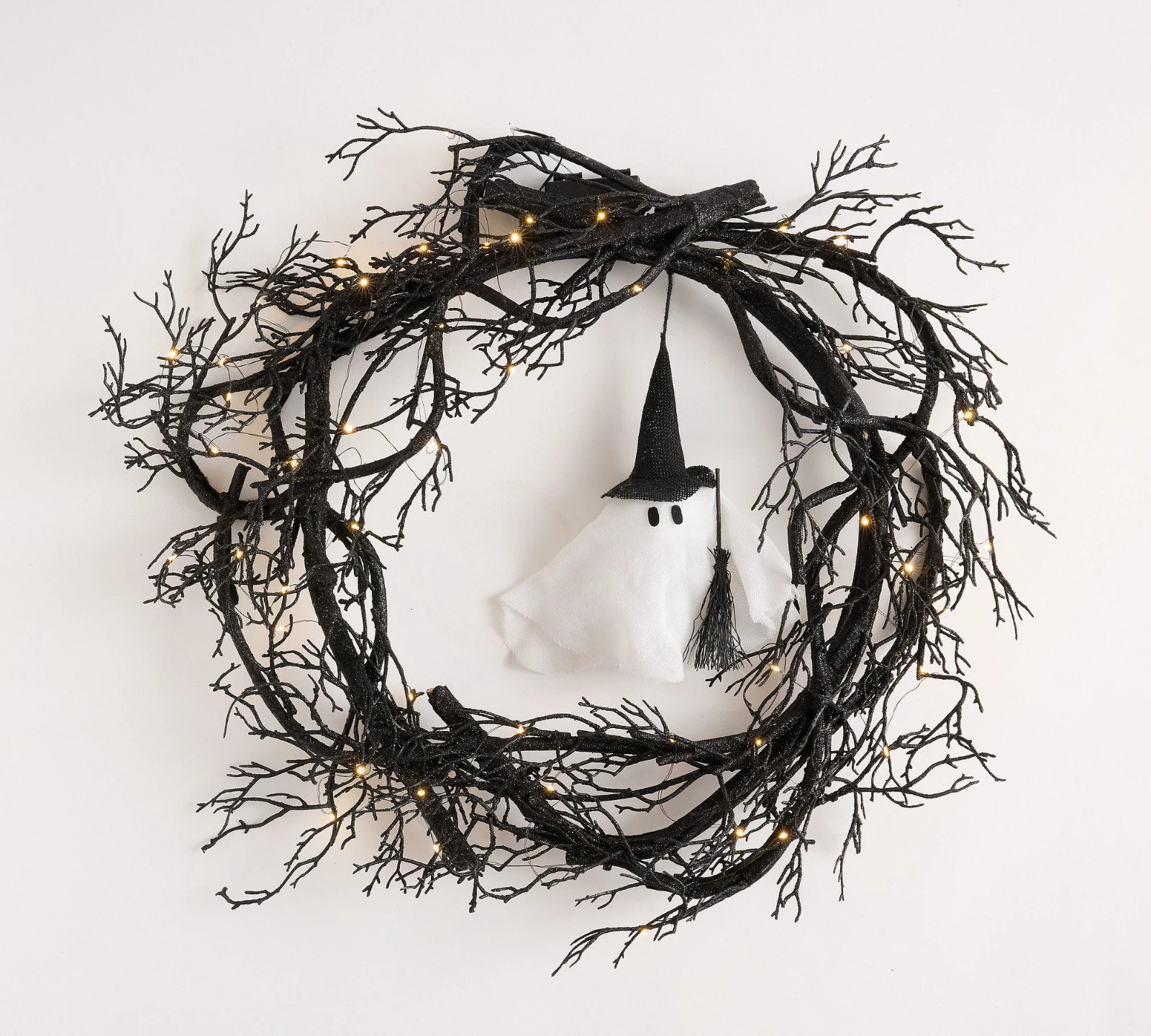 Lit Ghost Witch Wreath Lit Ghost Witch Wreath