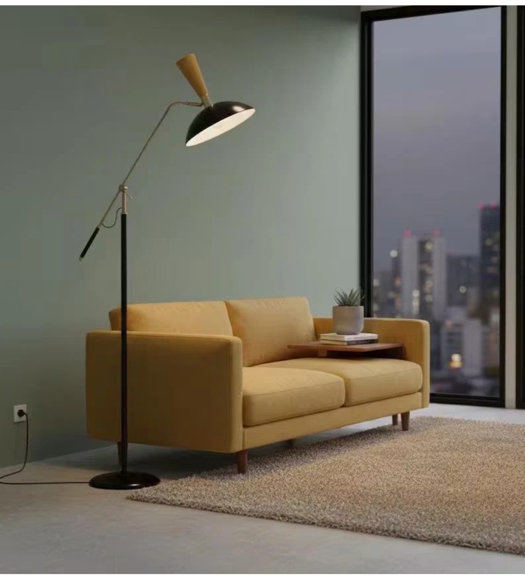 Rare Hand-Forged Brass Diabolo Floor Lamp Italian MCM Articulated Custom Finish