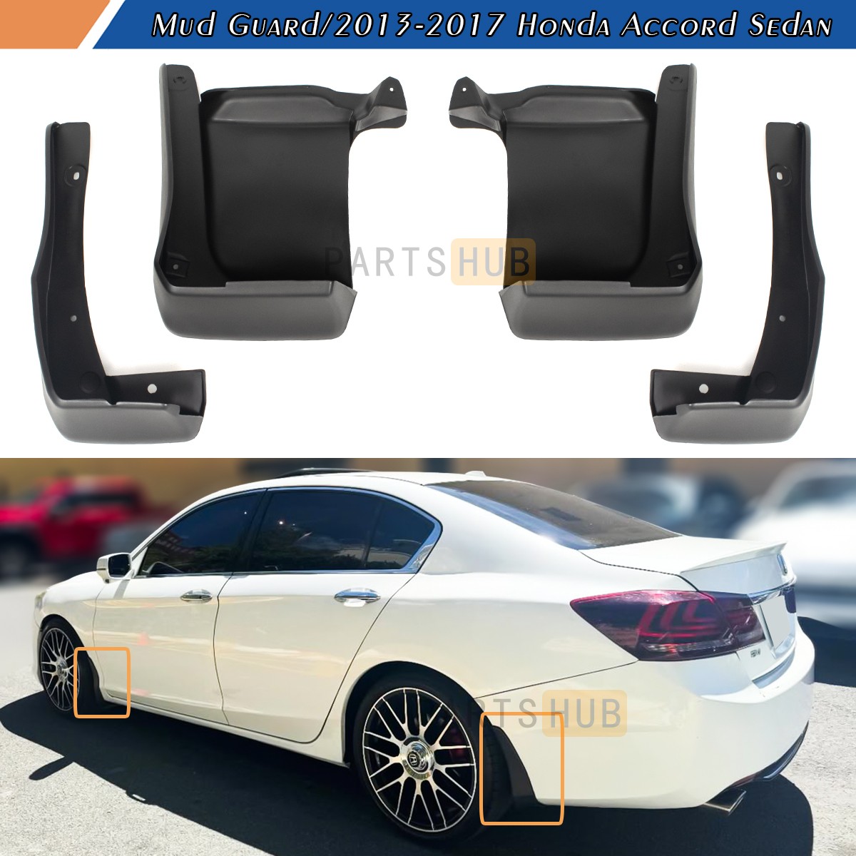 For 2013-17 Honda Accord Sedan Front & Rear Mud Flaps Guards Splash Flares 4 Pcs