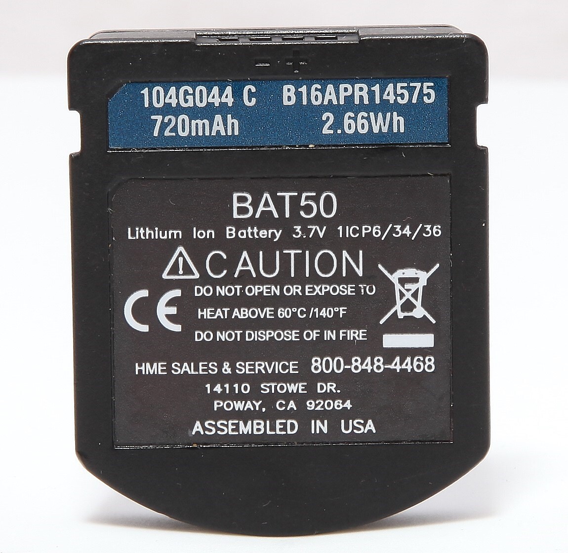 USED HME BAT50 Hi Capacity 720mAh Battery Pak for HS6100 HS6200 Wireless Headset